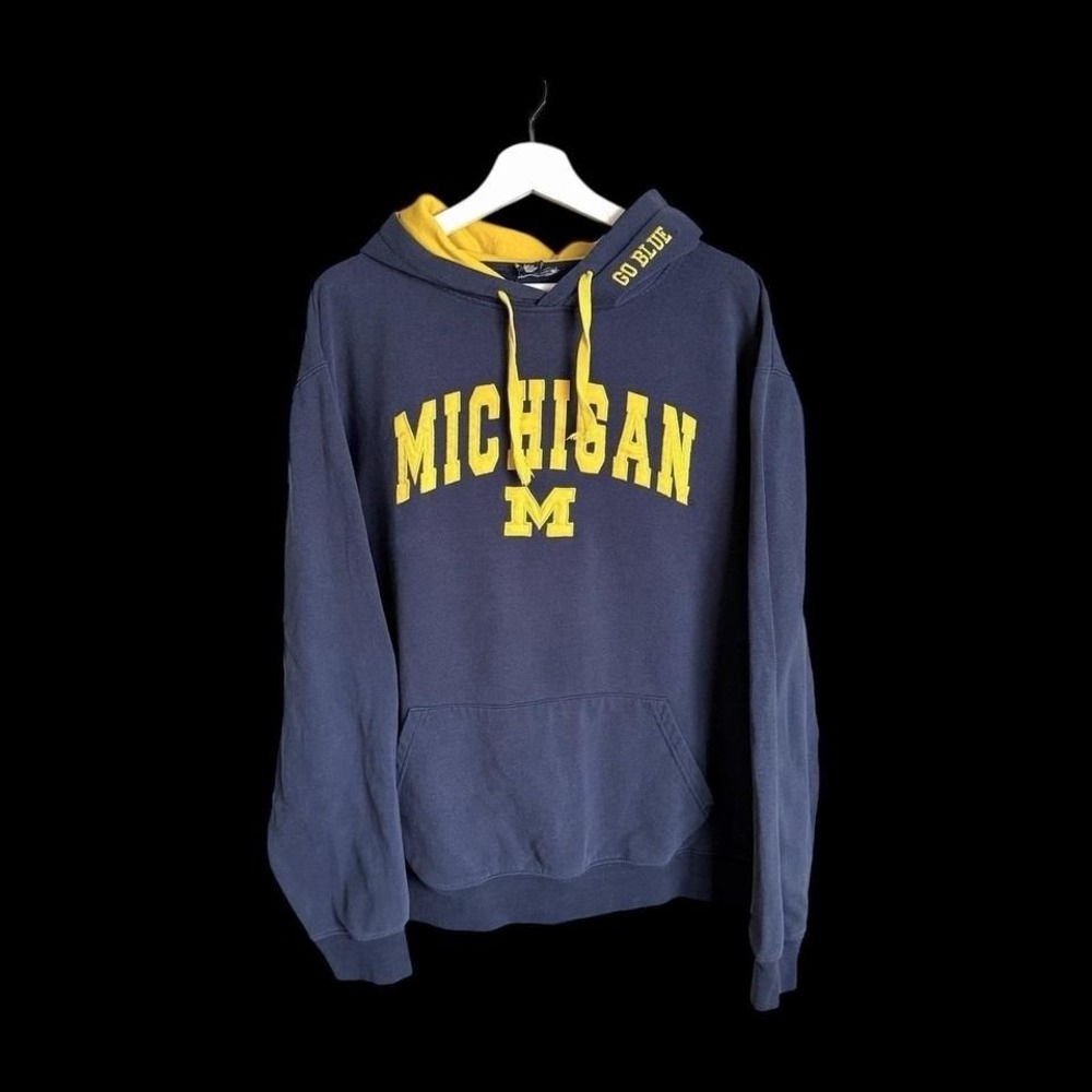 Vintage University of Michigan Wolverines Hoodie‎ Large Pullover Blue